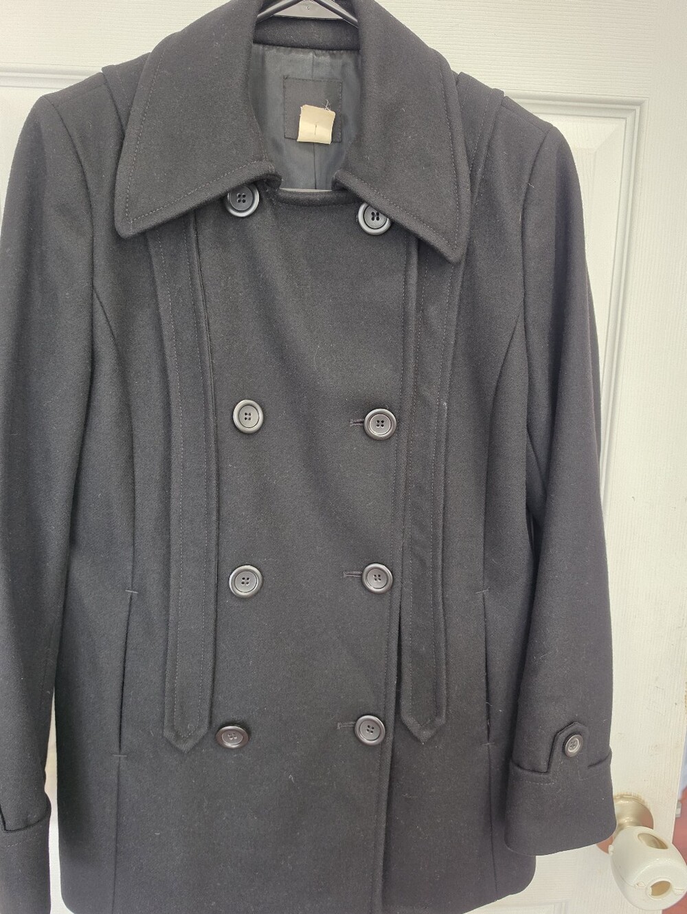 J.Crew Women's Black Wool Blend Double Breasted Peacoat Jacket Size 4 Structured - Picture 5 of 14